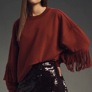 Anthropologie Maeve Fringe Sweatshirt. NWT. Size large.